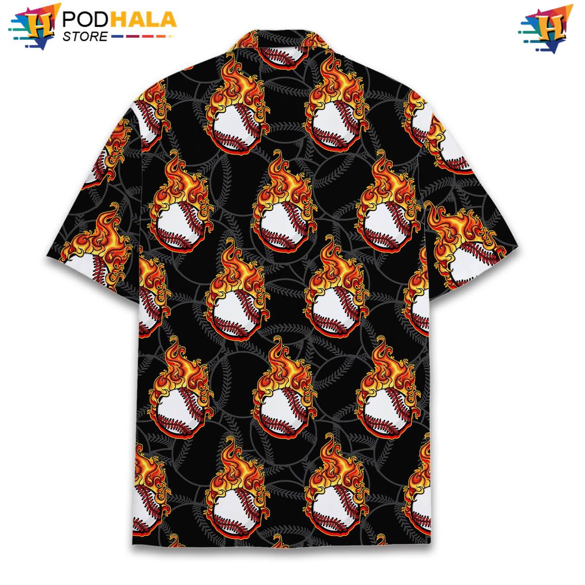 Flaming Baseball Short-sleeve button-up shirt Mens Tropical Beach Festival Resort Button Down Flaming Baseball Short-sleeve button-up shirt Mens Tropical Beach Festival Resort Button Down