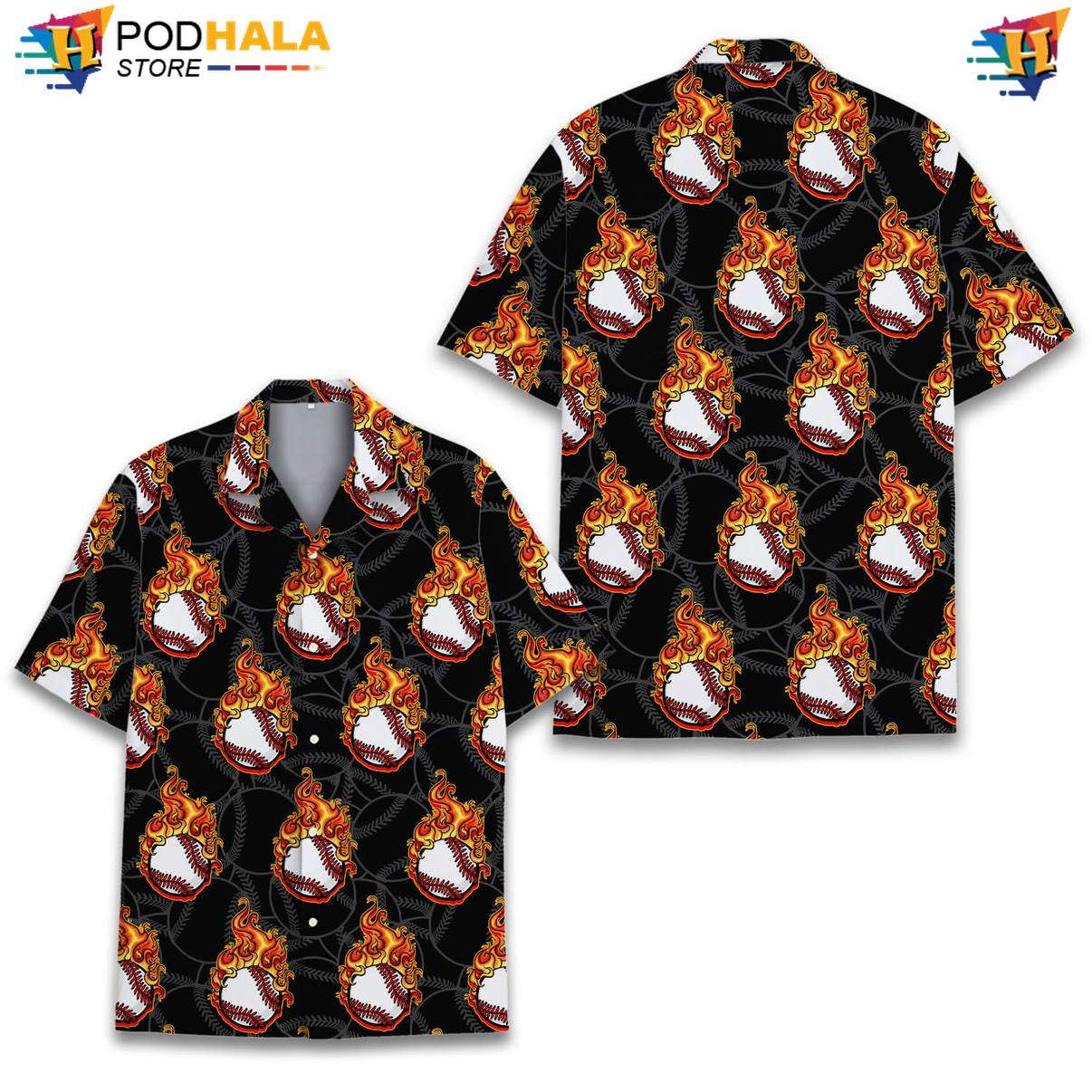 Flaming Baseball Tropical Shirt Mens Tropical Beach Festival Resort Button Down Flaming Baseball Tropical Shirt Mens Tropical Beach Festival Resort Button Down