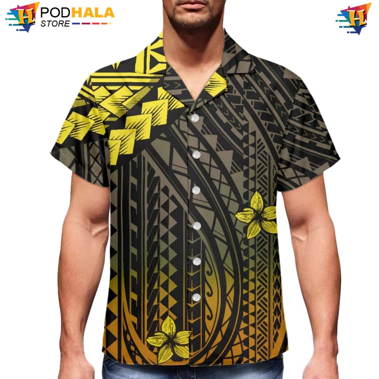 Floral Plumeria Tropical Shirt Mens Traditional Polynesian Samoa Resort Wear Floral Plumeria Tropical Shirt Mens Traditional Polynesian Samoa Resort Wear