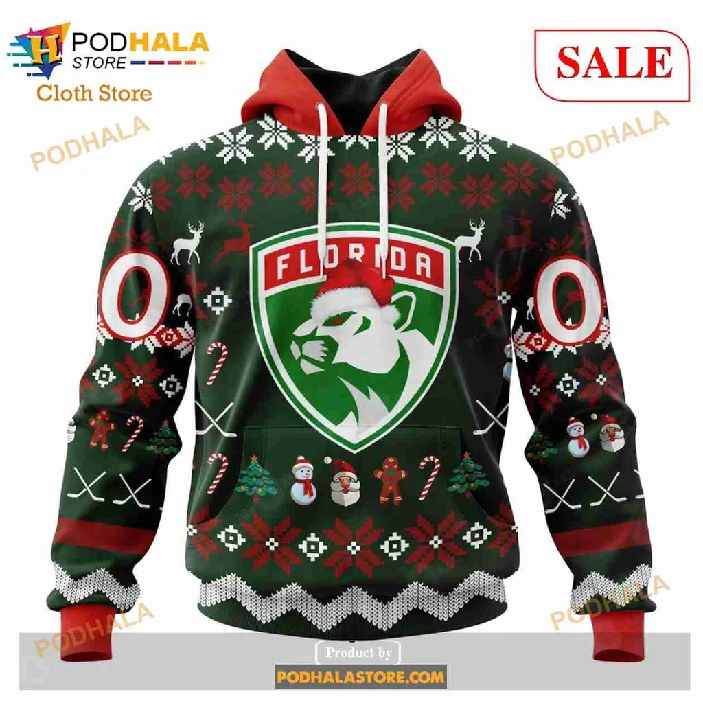 Florida Panthers Holiday 3d Hoodie With Festive Design Elements