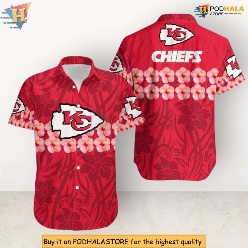 Flower and Logo Combo Kansas City Chiefs Vacation Hawaiian Shirt With Shorts