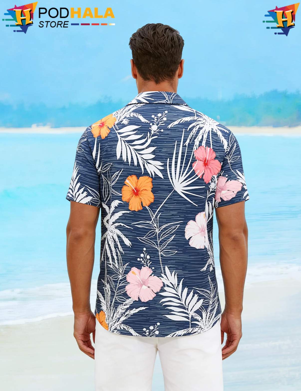 Flower Blue Tropical Shirt Mens Short Sleeve Button Down Casual Beach Top Flower Blue Tropical Shirt Mens Short Sleeve Button Down Casual Beach Top