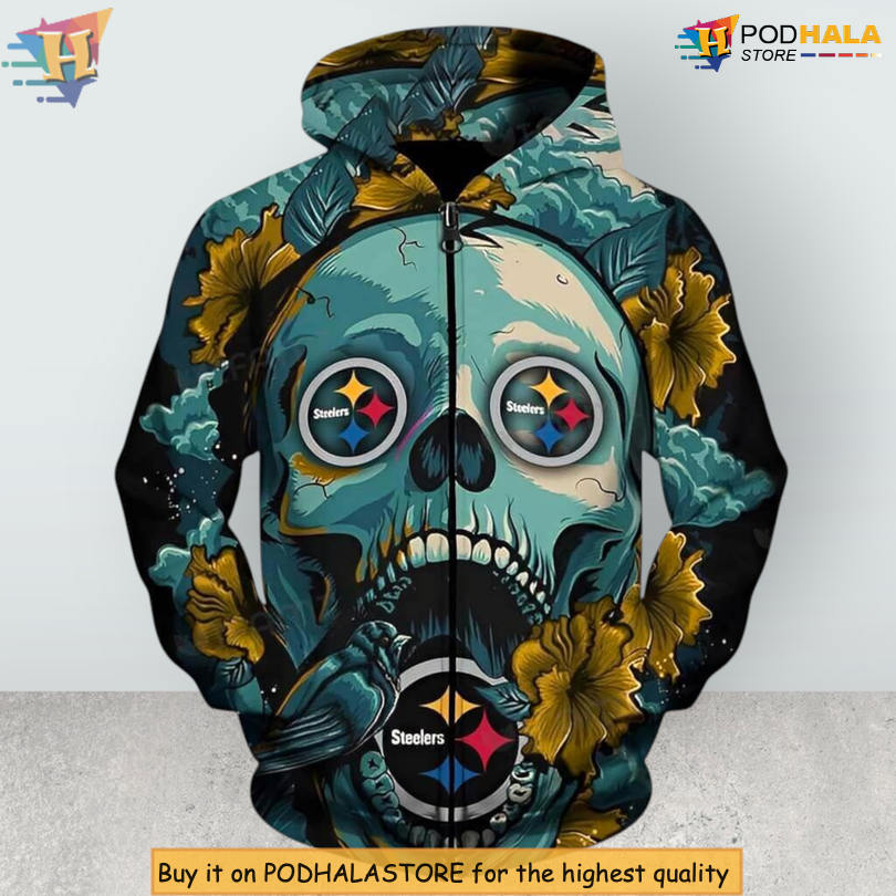 Flower Skull Logo Edition Ladies Steelers Hoodie 3D Printed Fan Collection
