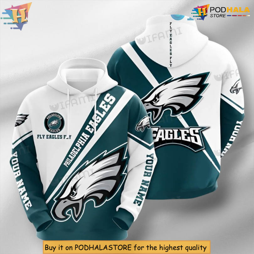 Fly Eagles Fly White Green Youth Philadelphia Eagles Hoodie Custom Edition 3D