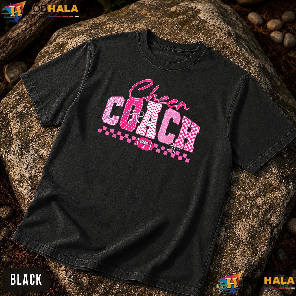 Football Cheer Coach Ribbon Comfort Colors Shirt Breast Cancer Pink