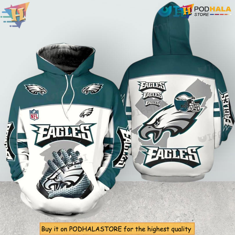 Football Helmet Gloves Design Philadelphia Eagles Hoodies Custom 3D Gear