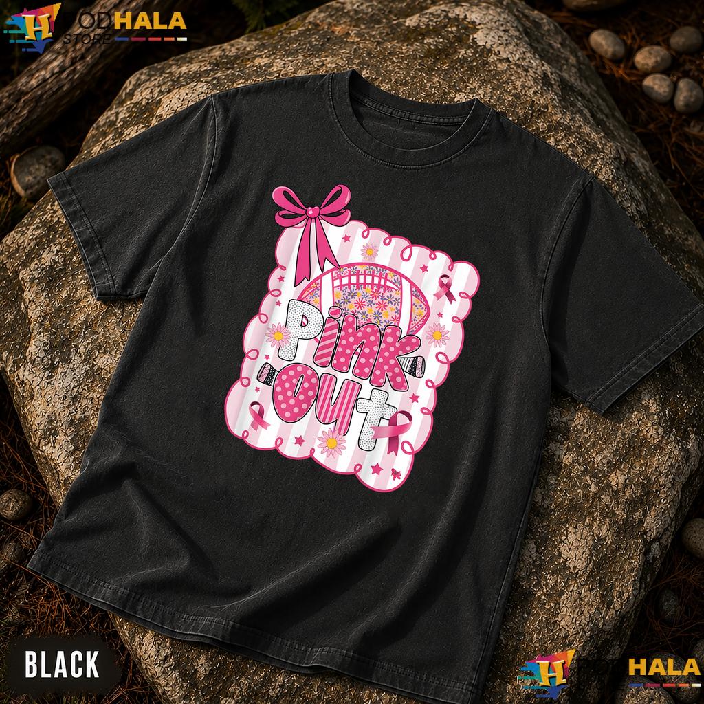 Football Pink Out Kids Comfort Colors T-Shirt Breast Cancer Awareness