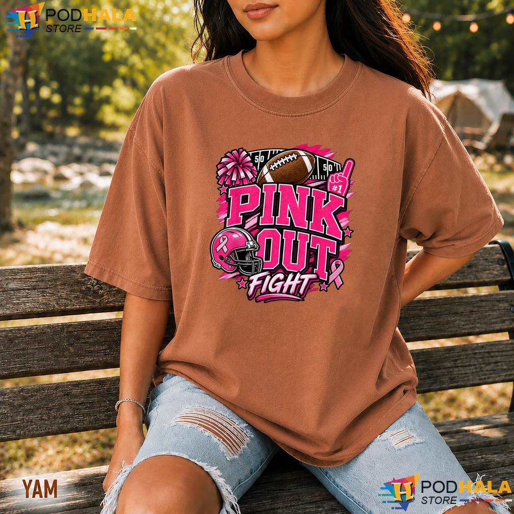 Football Pink Out Mens Kids Comfort Colors Tshirt Breast Cancer Women Football Pink Out Mens Kids Comfort Colors Tshirt Breast Cancer Women