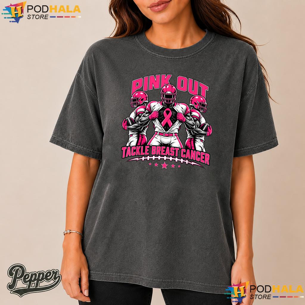 Football Pink Out Tackle Comfort Colors Tshirt Breast Cancer Boys Mens Football Pink Out Tackle Comfort Colors Tshirt Breast Cancer Boys Mens