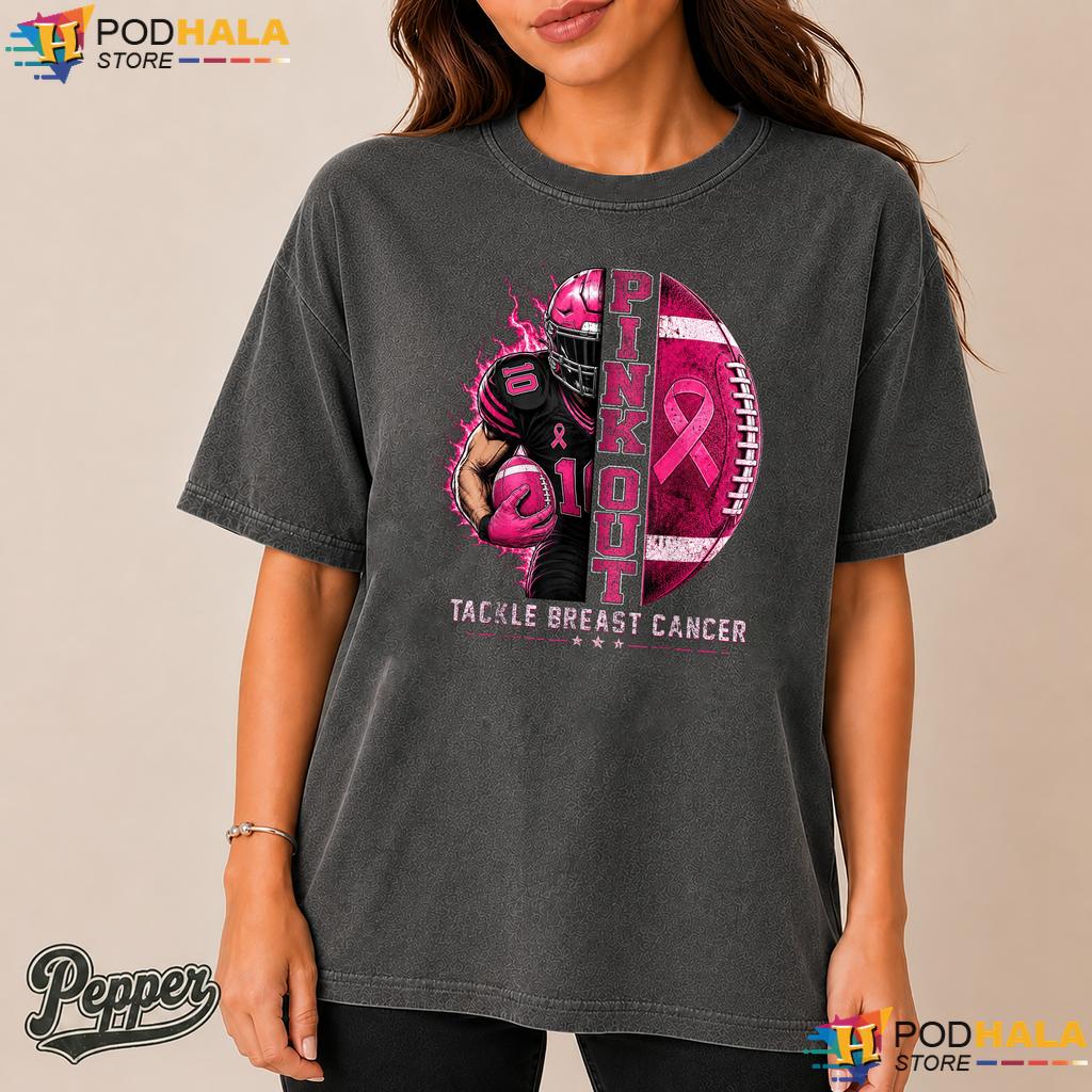 Football Pink Out Tackle Comfort Colors Shirt Breast Cancer Mens Boys Football Pink Out Tackle Comfort Colors Shirt Breast Cancer Mens Boys