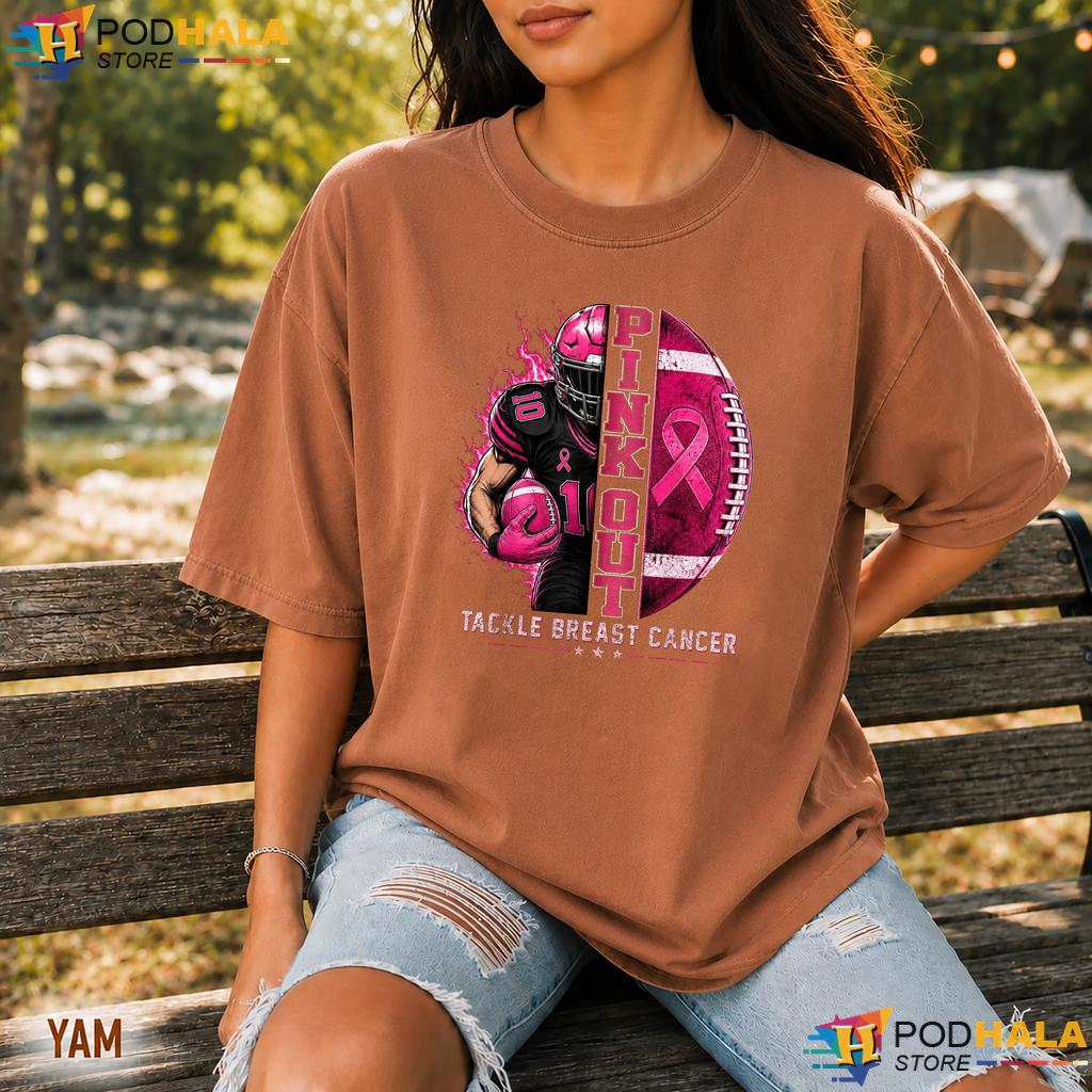 Football Pink Out Tackle Comfort Colors Tee Breast Cancer Mens Boys Football Pink Out Tackle Comfort Colors Tee Breast Cancer Mens Boys