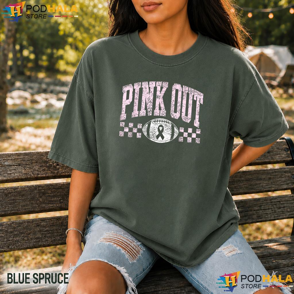 Football Pink Out Womens Comfort Colors TShirt Breast Cancer Mens Kids