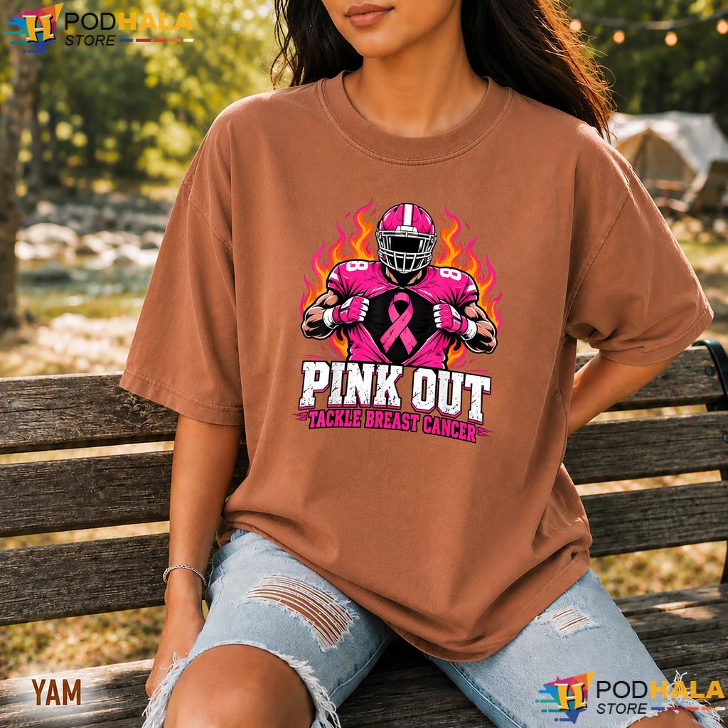Football Tackle Pink Out Mens Comfort Colors Shirt Breast Cancer Boys Football Tackle Pink Out Mens Comfort Colors Shirt Breast Cancer Boys