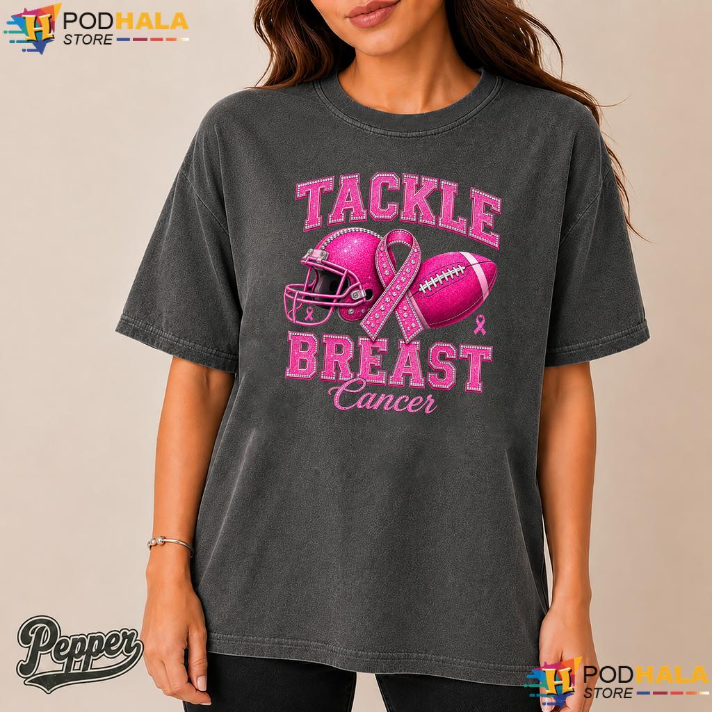 Football Tackle Pink Ribbon Comfort Colors Tshirt Breast Cancer Support Football Tackle Pink Ribbon Comfort Colors Tshirt Breast Cancer Support