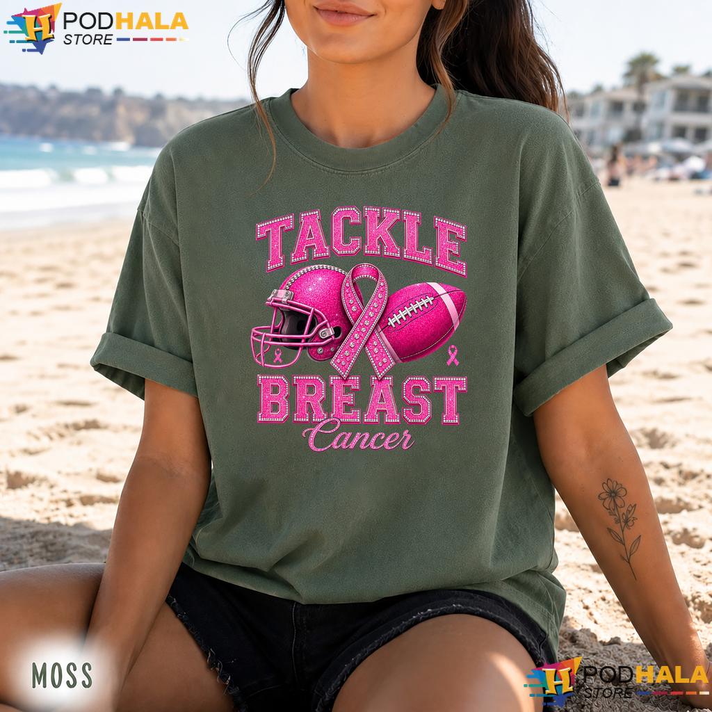 Football Tackle Pink Ribbon Comfort Colors Tee Breast Cancer Support Football Tackle Pink Ribbon Comfort Colors Tee Breast Cancer Support