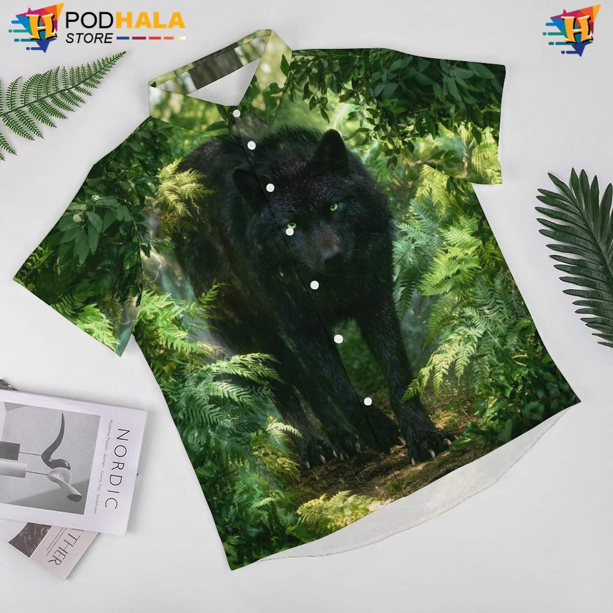 Forest Black Wolf Tropical Shirt Mens Moon Cool Galaxy Print Beachwear Top Forest Black Wolf Tropical Shirt Mens Moon Cool Galaxy Print Beachwear Top