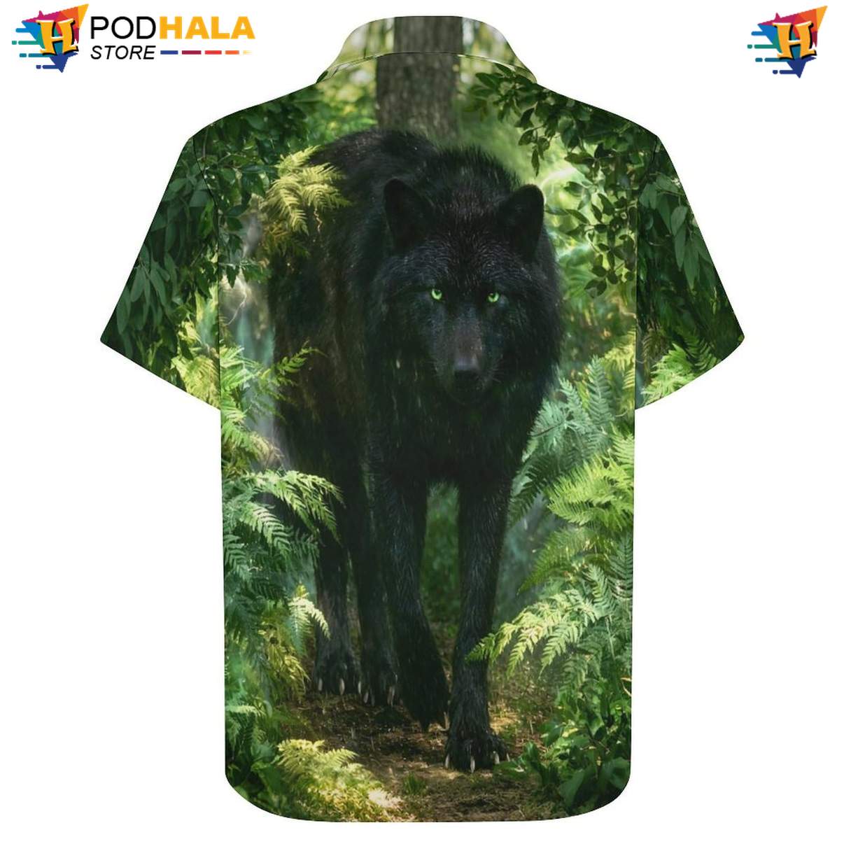 Forest Black Wolf Tropical Shirt Mens Moon Cool Galaxy Print Beachwear Top Forest Black Wolf Tropical Shirt Mens Moon Cool Galaxy Print Beachwear Top