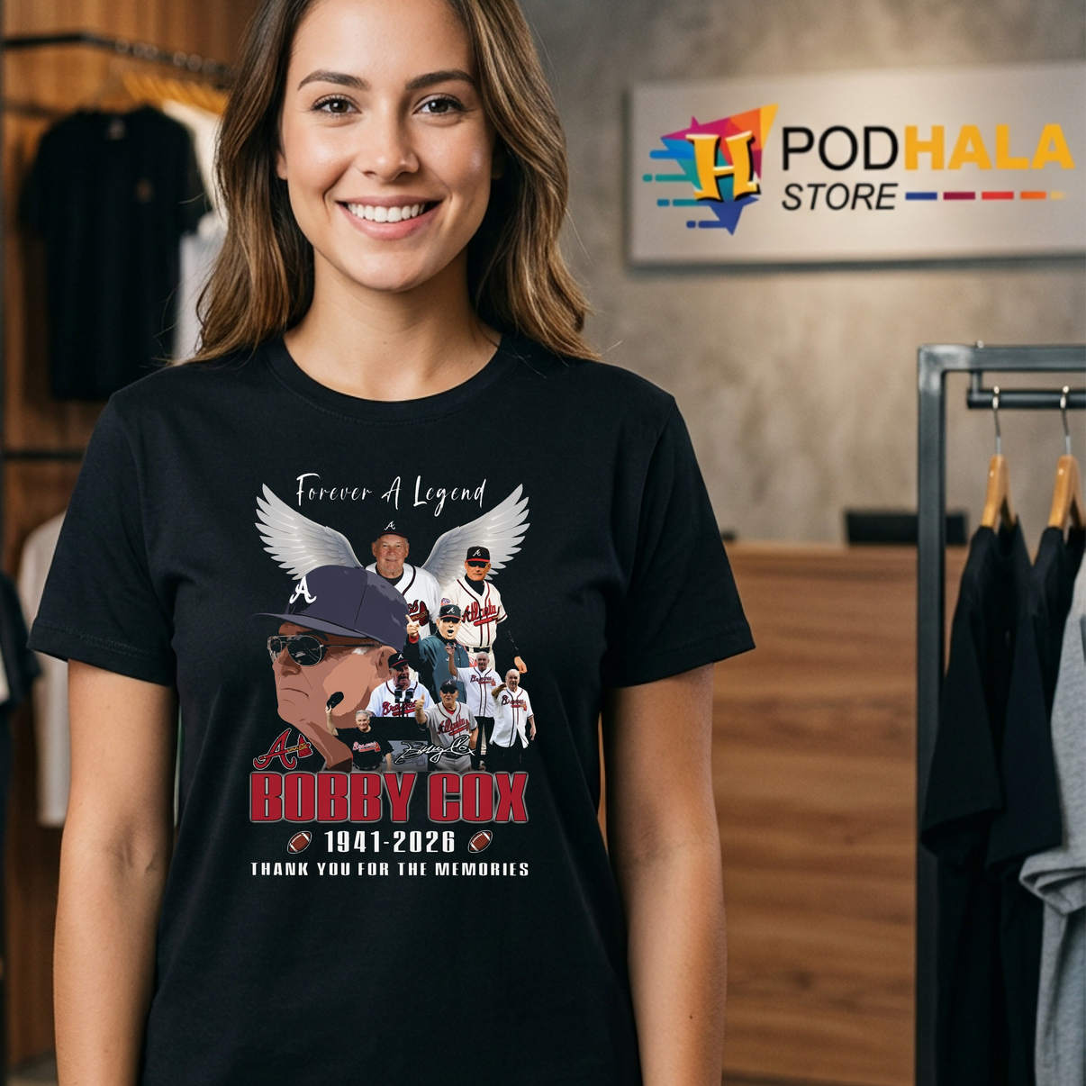 Forever A Legend Bobby Cox Shirt 1941 2026 Thank You Memories Fan Graphic