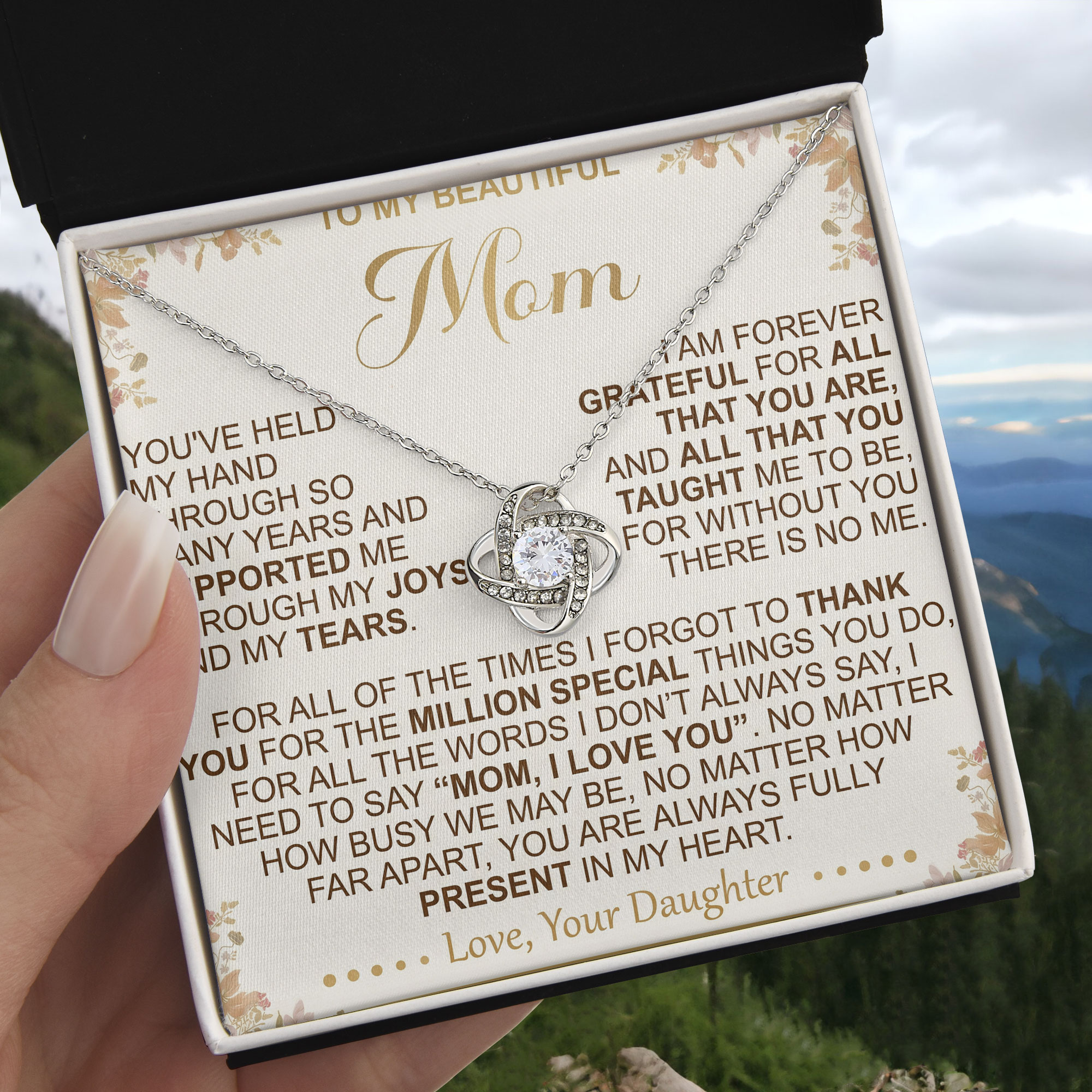 Forever Grateful Message Card Necklace - Gift For Mom - Mothers Day 2026 - View 1 Forever Grateful Message Card Necklace - Gift For Mom - Mothers Day 2026 - View 1