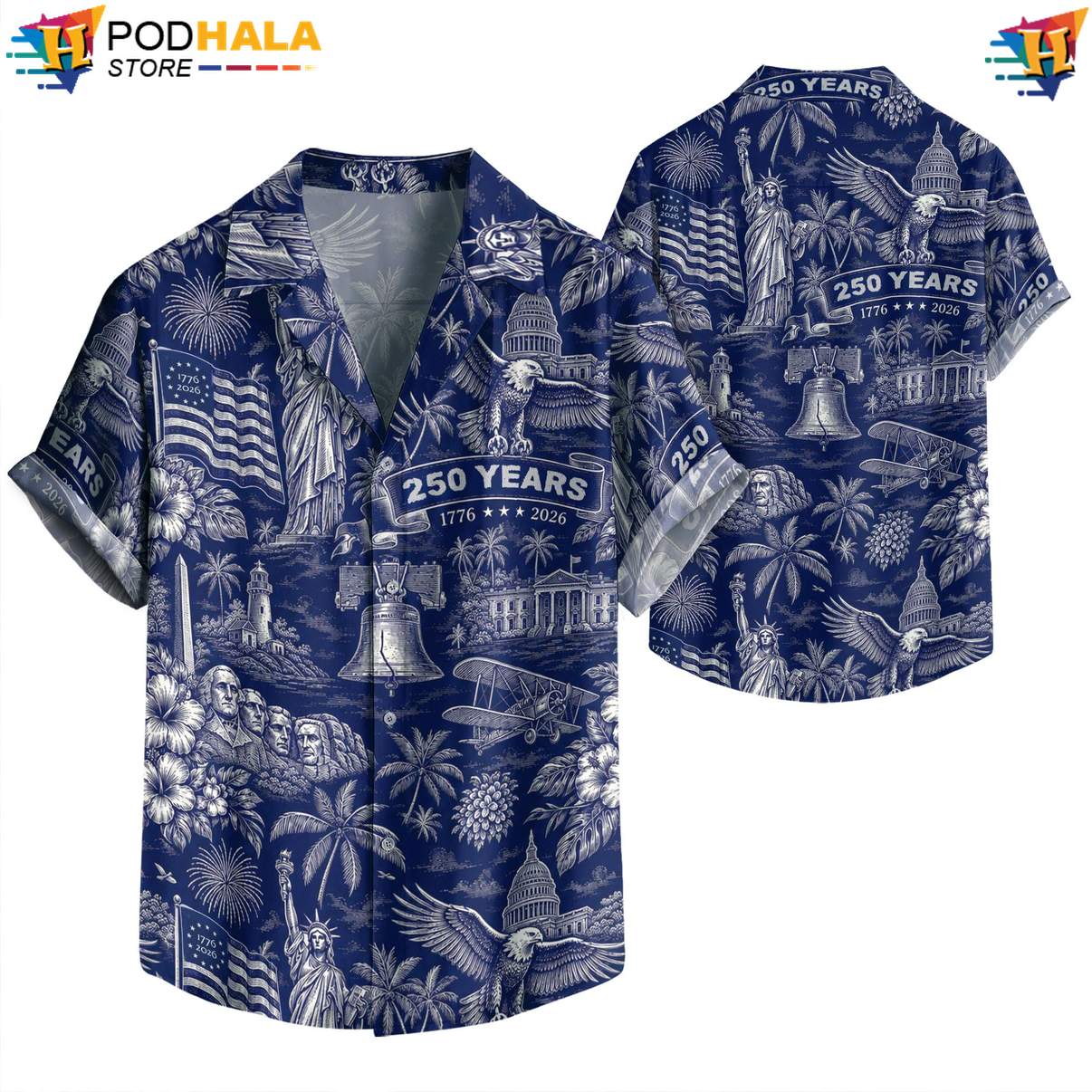 Fourth Of July USA Hawaiian Shirt 250 Anniversary Patriotic Mens Summer Top