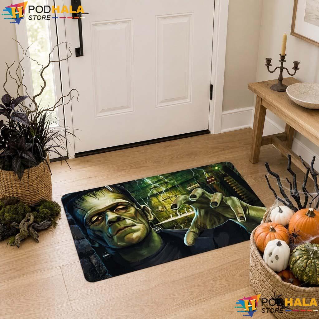 Frankenstein Monster Fall Doormat Spooky Halloween Laboratory Welcome Entry Rug