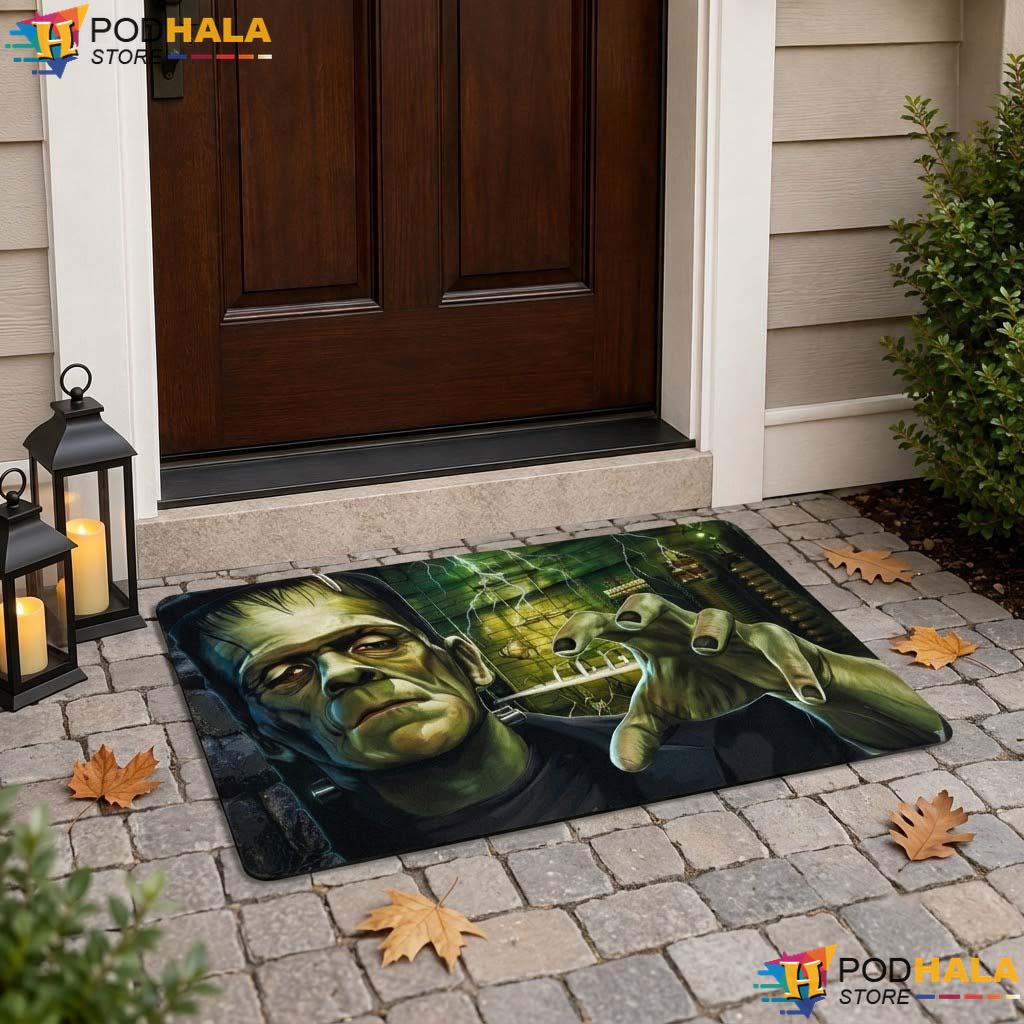 Frankenstein Monster Fall Doormat Spooky Halloween Laboratory Welcome Entry Rug - View 1 Frankenstein Monster Fall Doormat Spooky Halloween Laboratory Welcome Entry Rug - View 1
