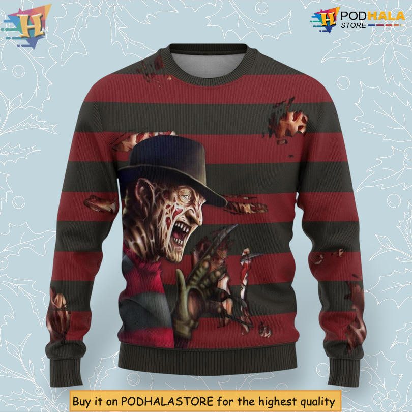 Freddy Krueger Halloween Horror Movie Scene Classic Creepy Holiday Sweater
