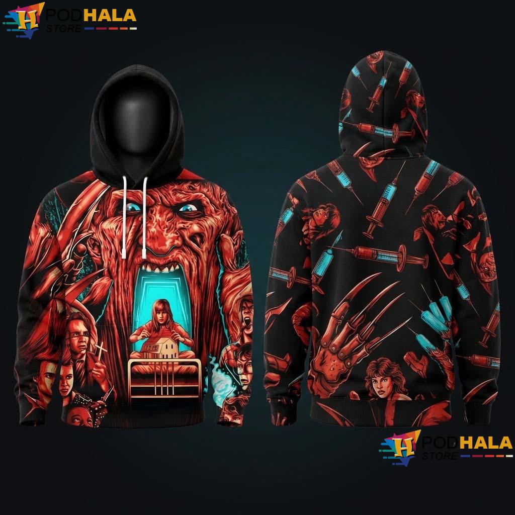 Freddy Winter Halloween AOP Hoodie Unisex Spooky New Gift Apparel Men