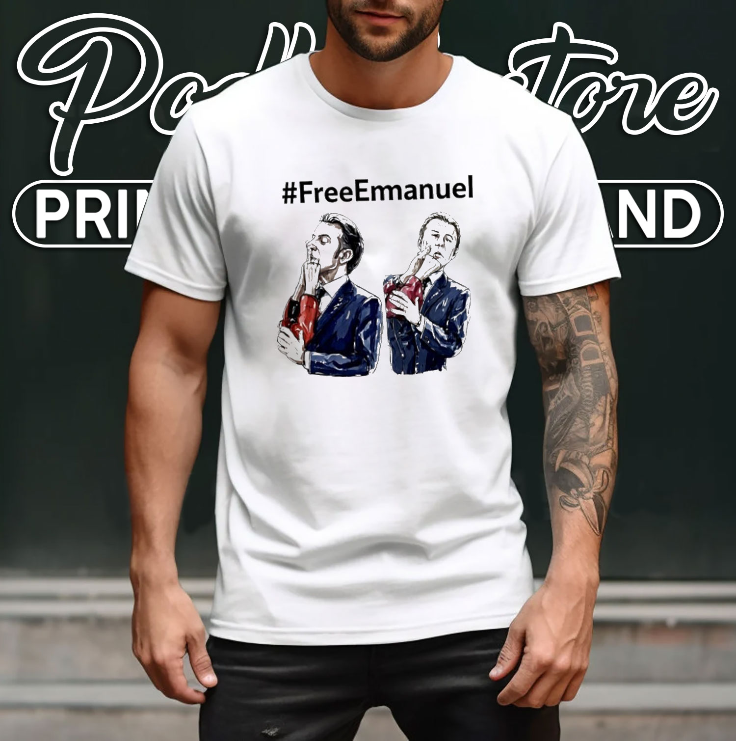 Free Emmanuel Macron Open Shirt Political Satire Tee Inspired By Viral Macron Look