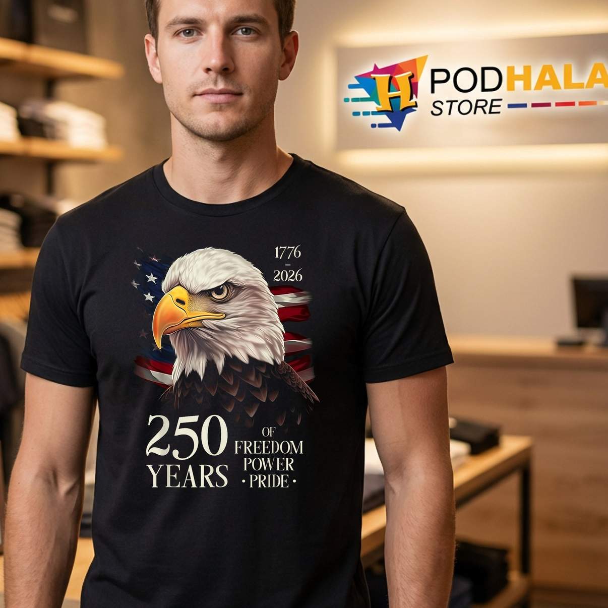 Freedom Power Pride Eagle Shirt 250th Anniversary USA Patriotic Top
