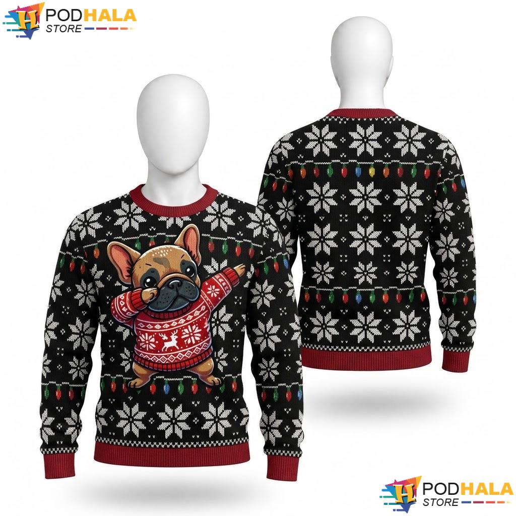 French Bulldog Funny Ugly Christmas Sweater Frenchie Holiday Outfit