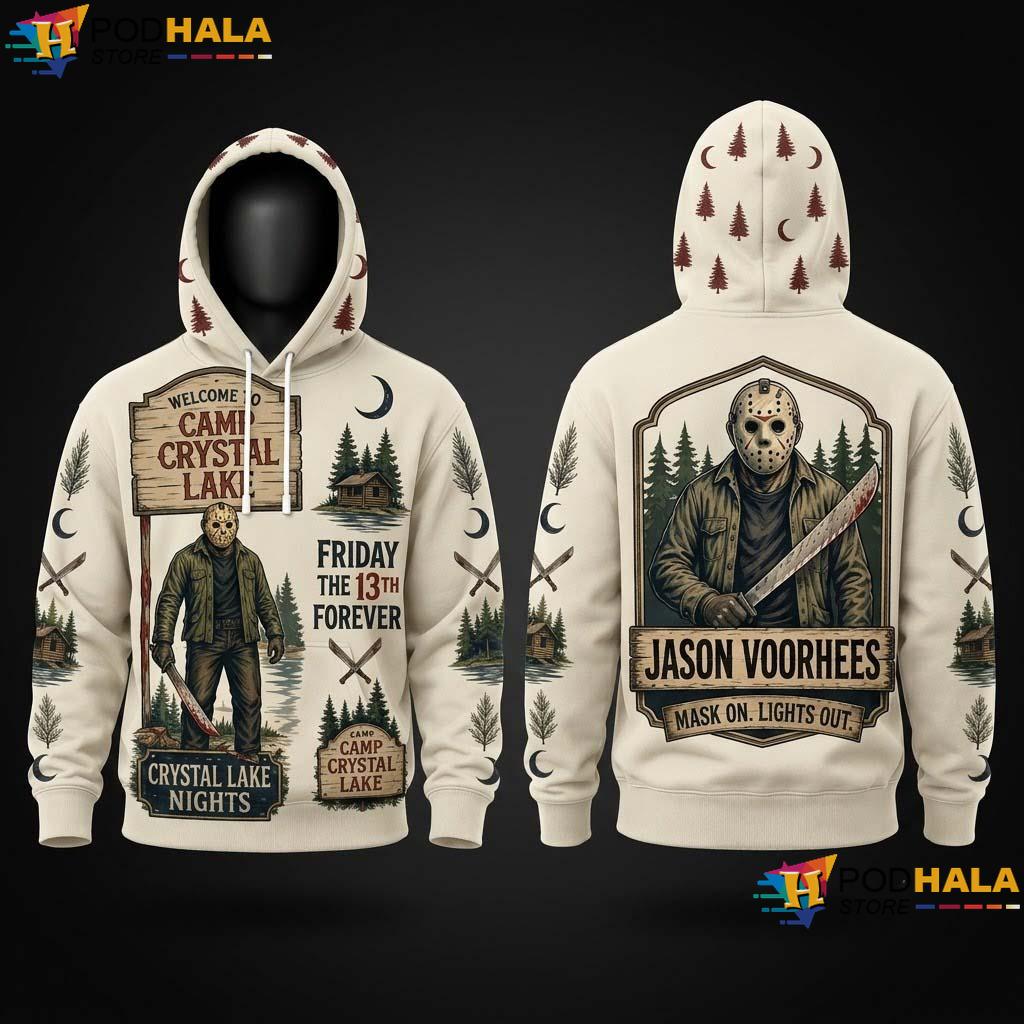 Friday Lake Halloween 3D Printed Hoodie Jason Voorhees Crystal Horror