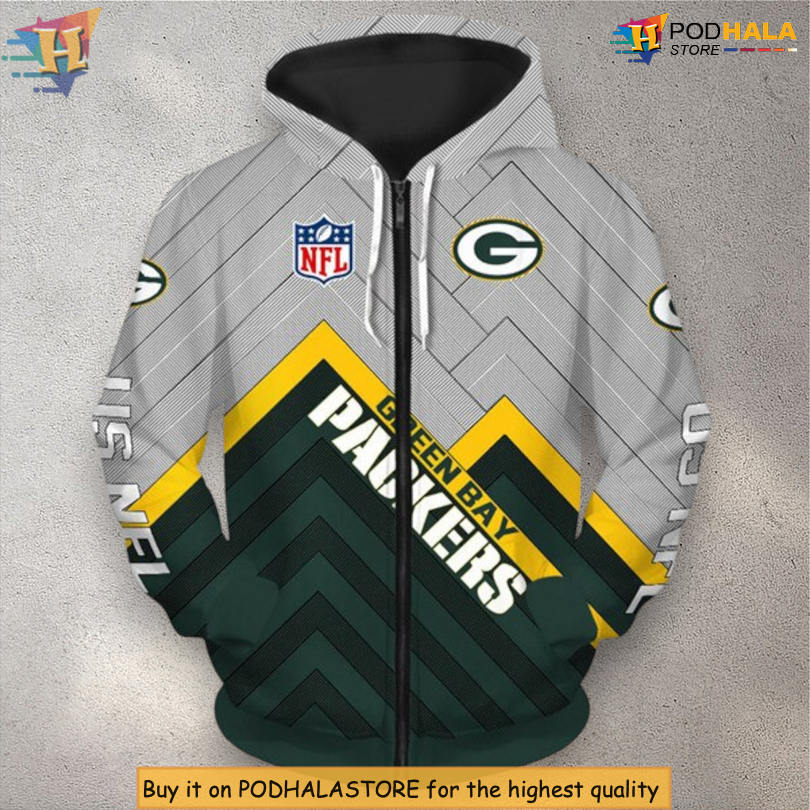 Full Size Pullover Design Green Bay Packers Hoodie 3D Unisex Zip Up S–5XL