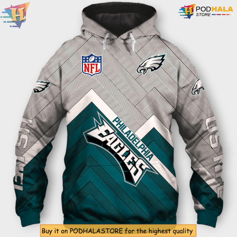 Full Zip 3D Edition Philadelphia Eagles Hoodies for Football Lovers