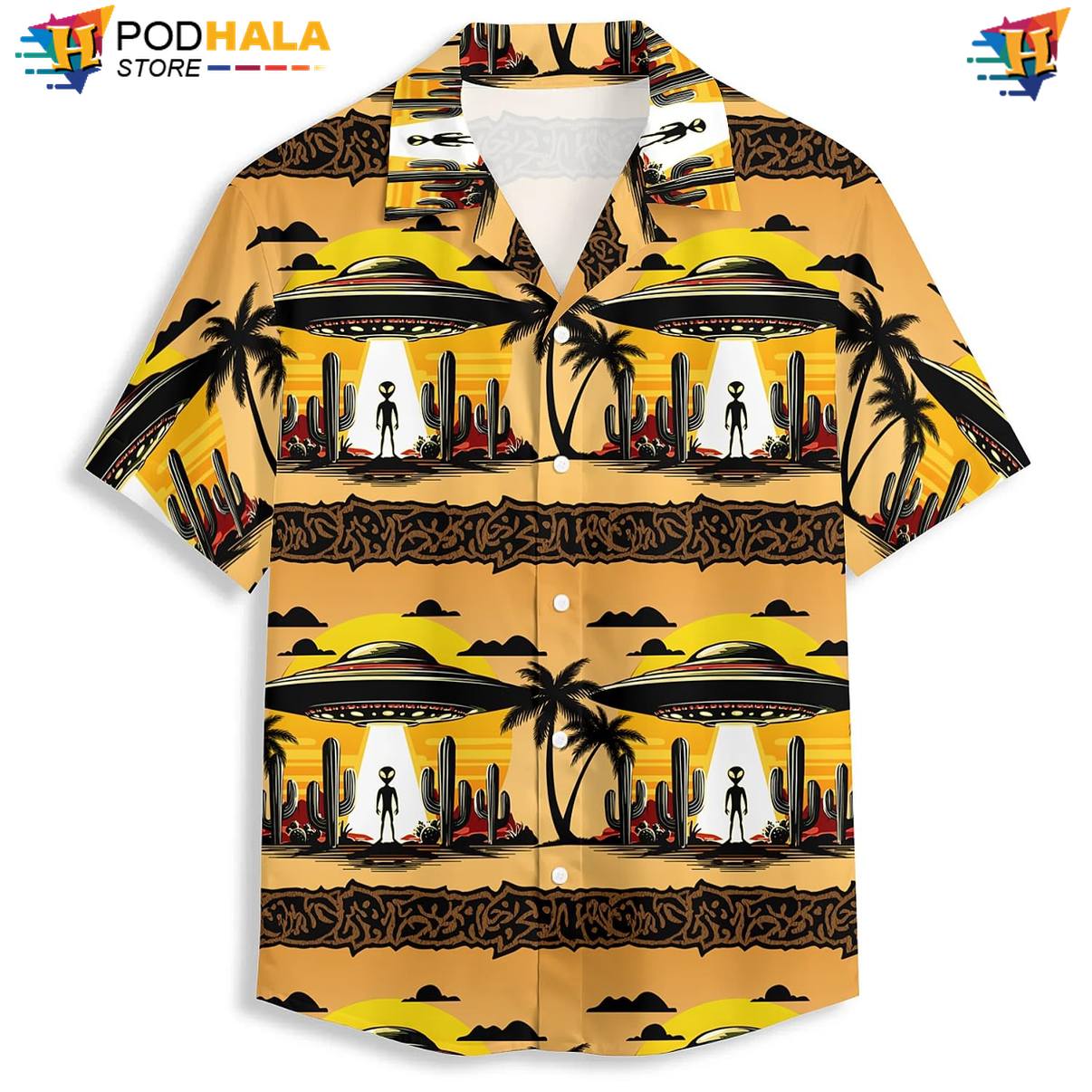Funny Alien Hawaiian Shirt Mens Graphic Weekend Resort Button Down Clothing