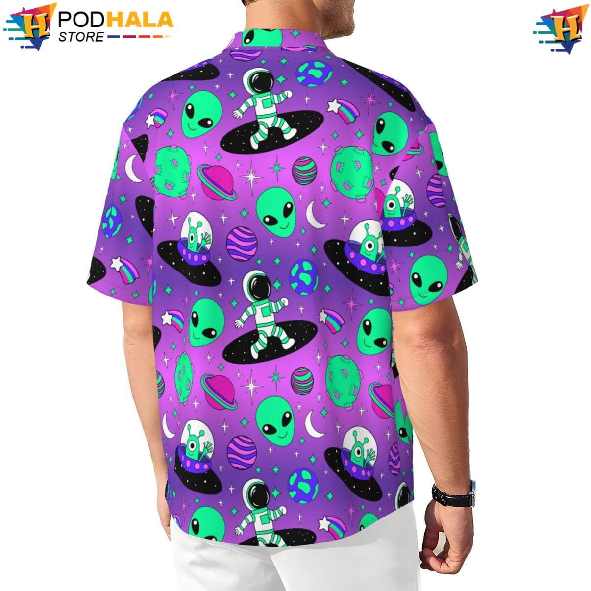 Funny Alien Short-sleeve button-up shirt Novelty Mens Short Sleeve Button Up Beach Outfit Funny Alien Short-sleeve button-up shirt Novelty Mens Short Sleeve Button Up Beach Outfit
