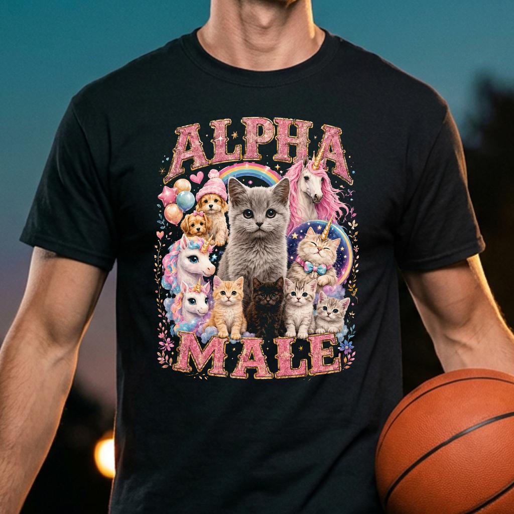 Funny Alpha Male Cat Tee Hilarious Feline Meme Graphic Top Pet Lover Funny Alpha Male Cat Tee Hilarious Feline Meme Graphic Top Pet Lover