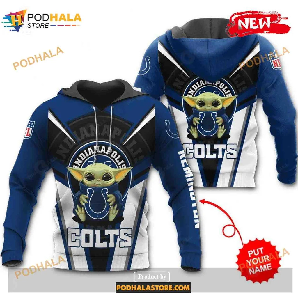 Funny Baby Yoda Indianapolis Colts 3d Hoodie With Team Logo Design