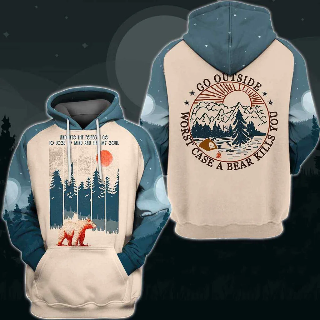 Funny Bear Forest 3d Hoodie, Go Outside And Find Your Soul