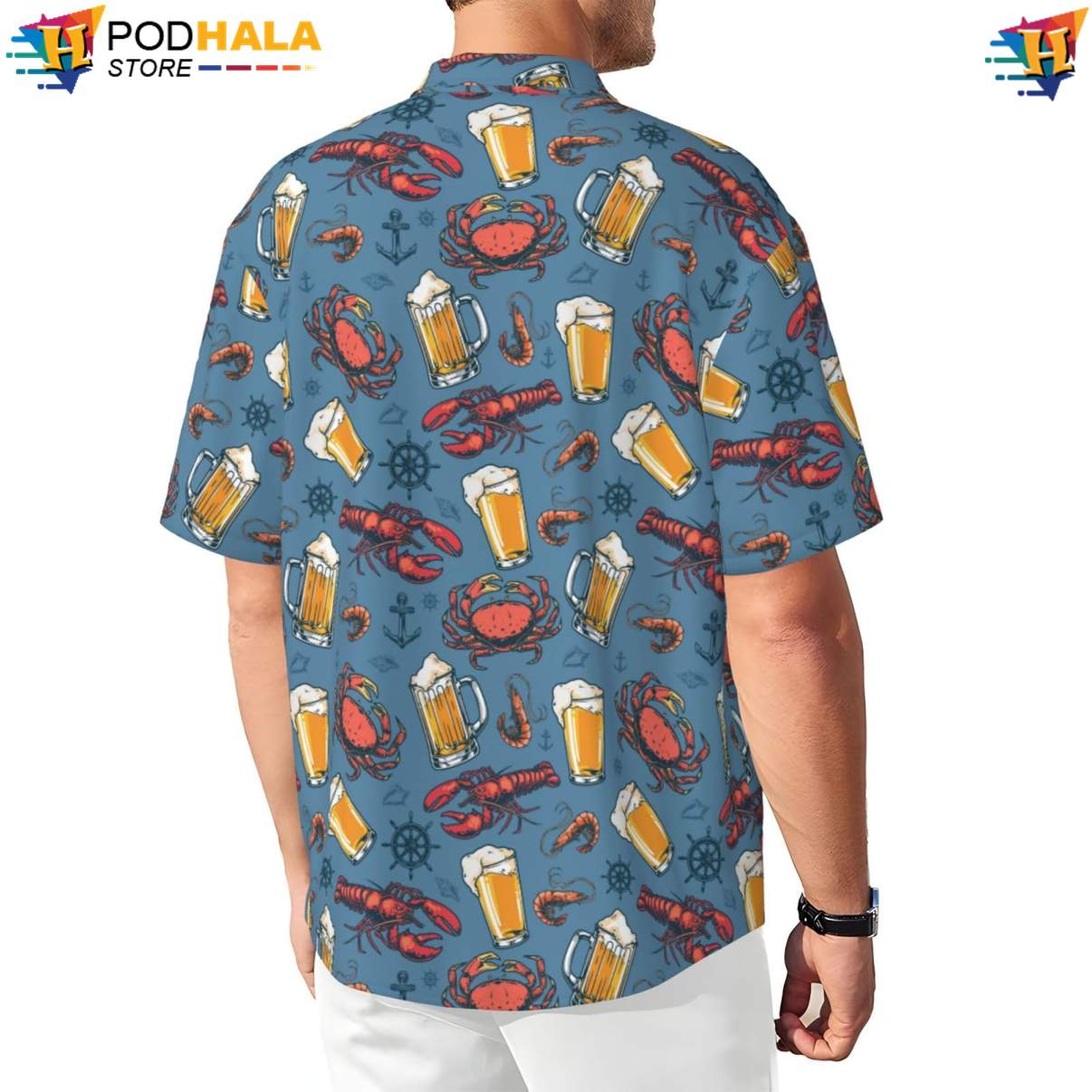 Funny Beer Crabs Tropical Shirt Novelty Mens Short Sleeve Button Up Outfit Funny Beer Crabs Tropical Shirt Novelty Mens Short Sleeve Button Up Outfit