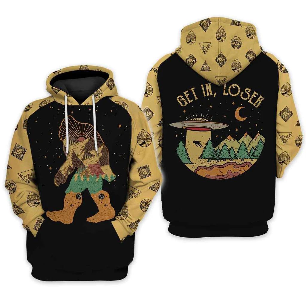 Funny Bigfoot Camping 3d Hoodie Featuring Whimsical Adventure Design