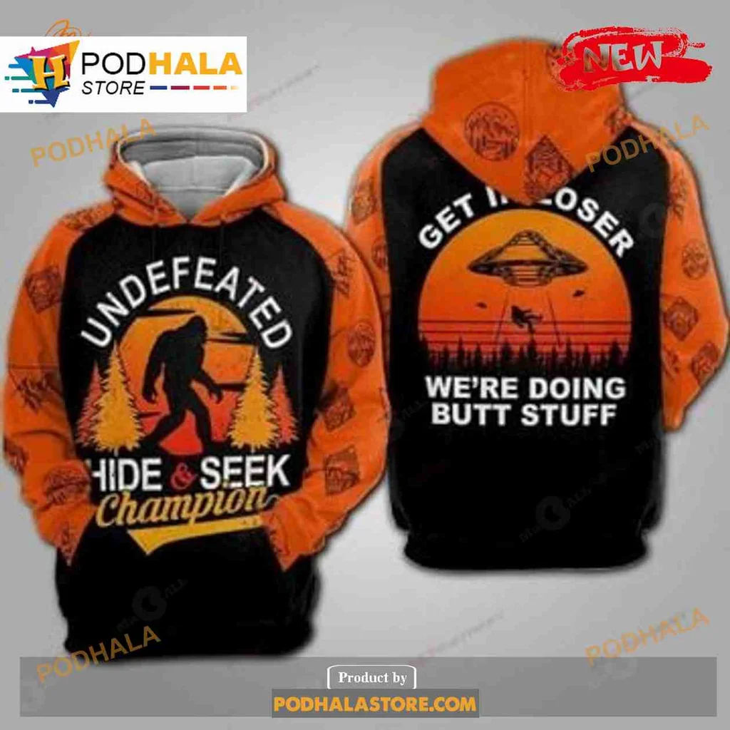 Funny Bigfoot Camping 3d Hoodie, Undefeated Hide & Seek Champion Design