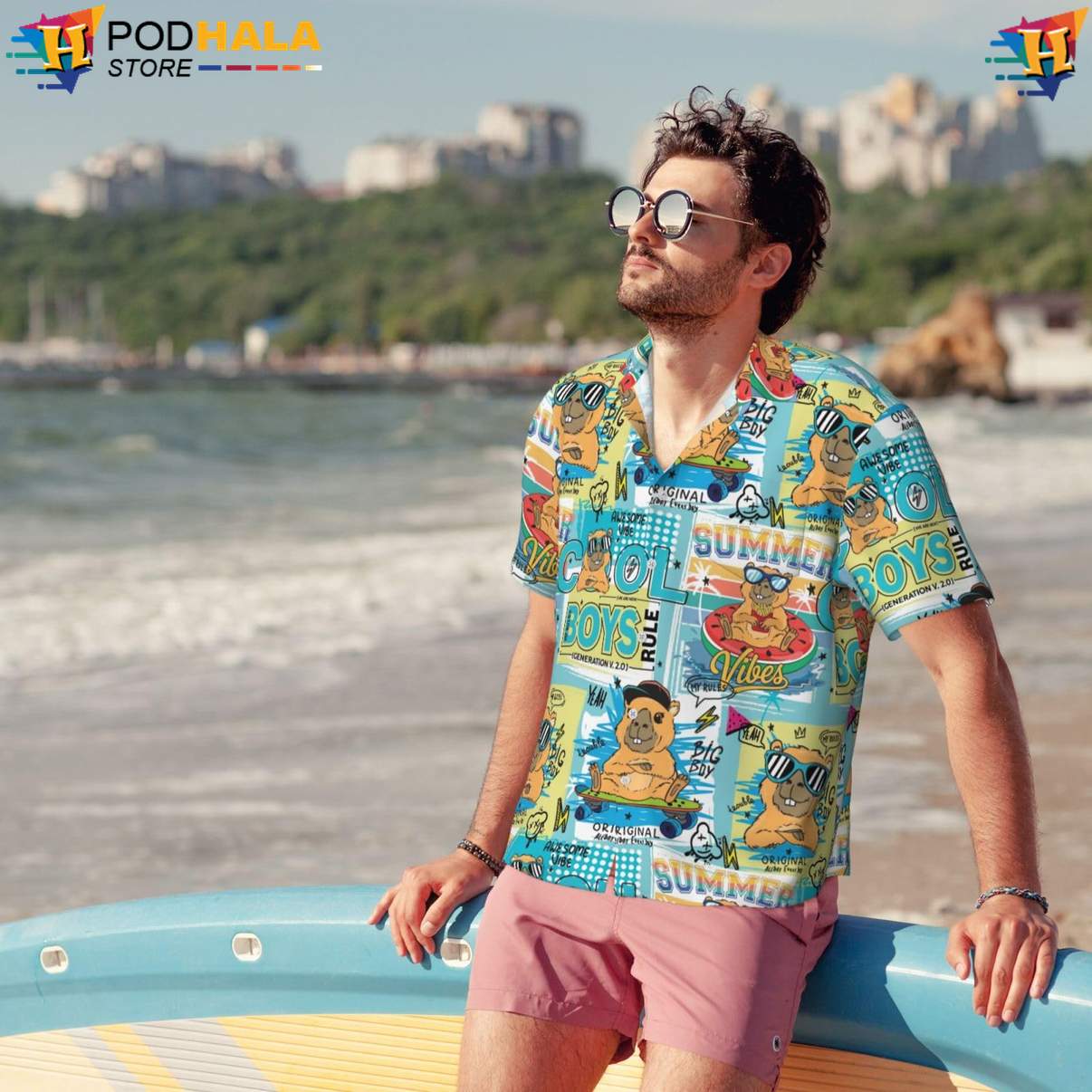 Funny Capybara Tropical Shirt Novelty Mens Short Sleeve Button Up Beachwear Funny Capybara Tropical Shirt Novelty Mens Short Sleeve Button Up Beachwear