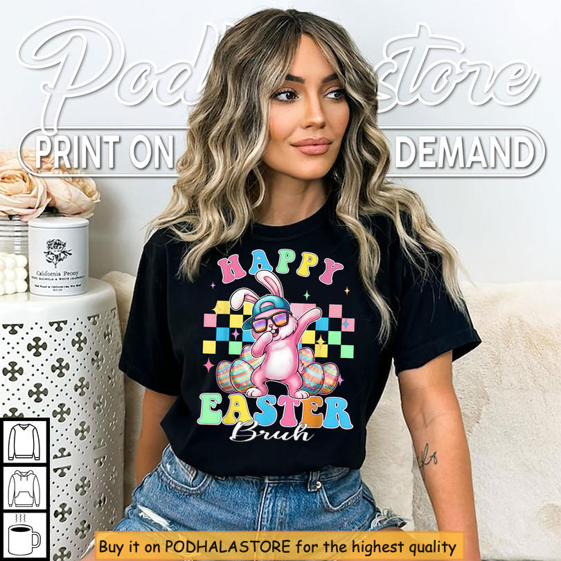 Funny Dabbing Bunny Gift Easter Bunny Shirt Boys Girls Adult Party Graphic Tee