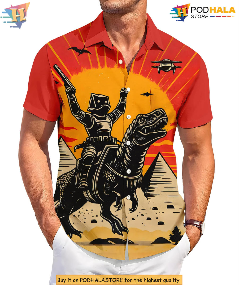 Funny Dinosaur Beach Hawaiian Shirt 2026 Printed Casual Summer Party Gear
