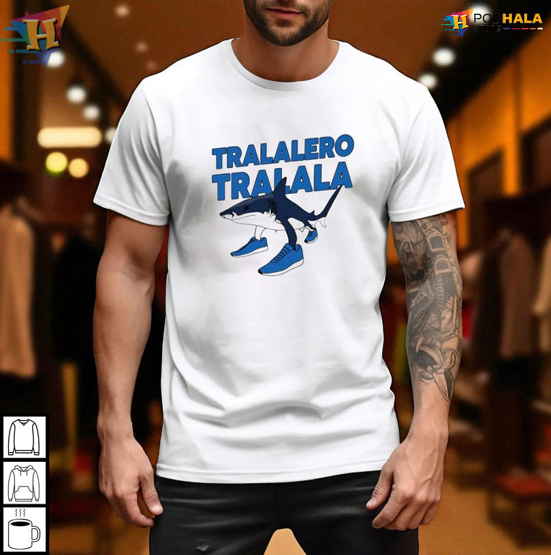 Funny Graphic Shirt Featuring Shark With Shoes Meme For Internet Fans And Enthusiasts