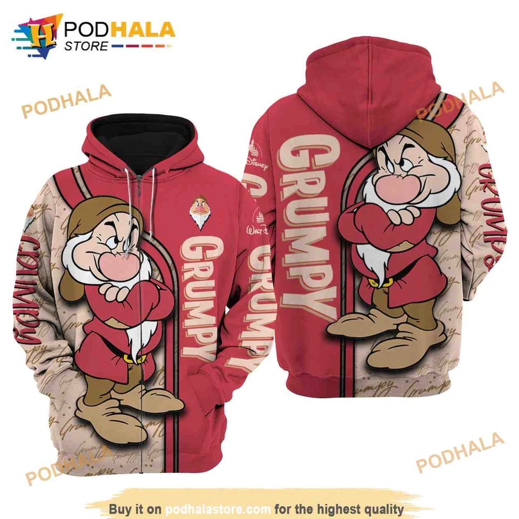 Funny Grumpy Dwarf 3d Hoodie With Bold Cartoon Graphic Design