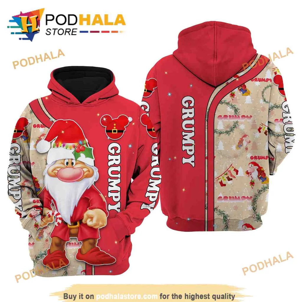 Funny Grumpy Santa Claus 3d Hoodie With Whimsical Christmas Design