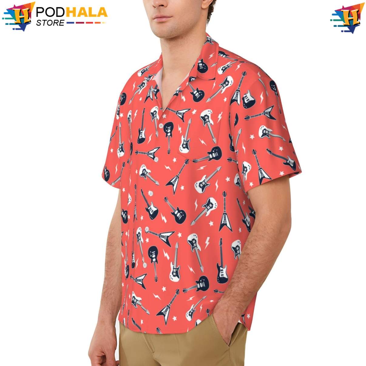 Funny Guitar Rock Aloha Shirt Novelty Mens Short Sleeve Beachwear Outfit Funny Guitar Rock Aloha Shirt Novelty Mens Short Sleeve Beachwear Outfit