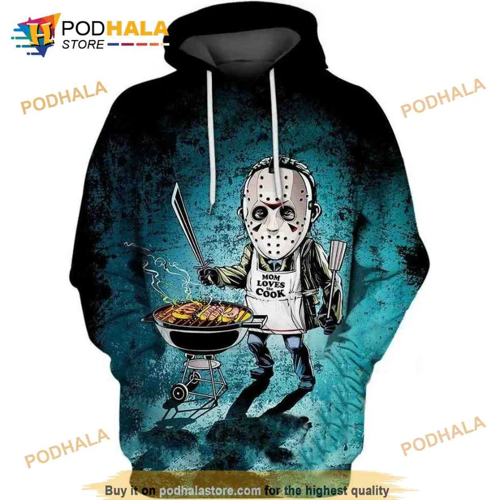 Funny Horror Cooking Hoodie Featuring Mom Loves Cook Design